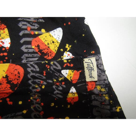 Tafford Scrub Top Small Black Candy Corn Happy Halloween 100% Cotton Nurse - Picture 6 of 8